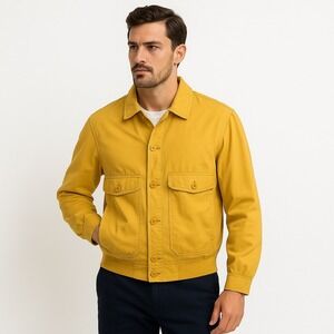 Vtg‎ Paul & Shark Yachting Harrington Jacket M Italy Mustard Resin-Coated Cotton